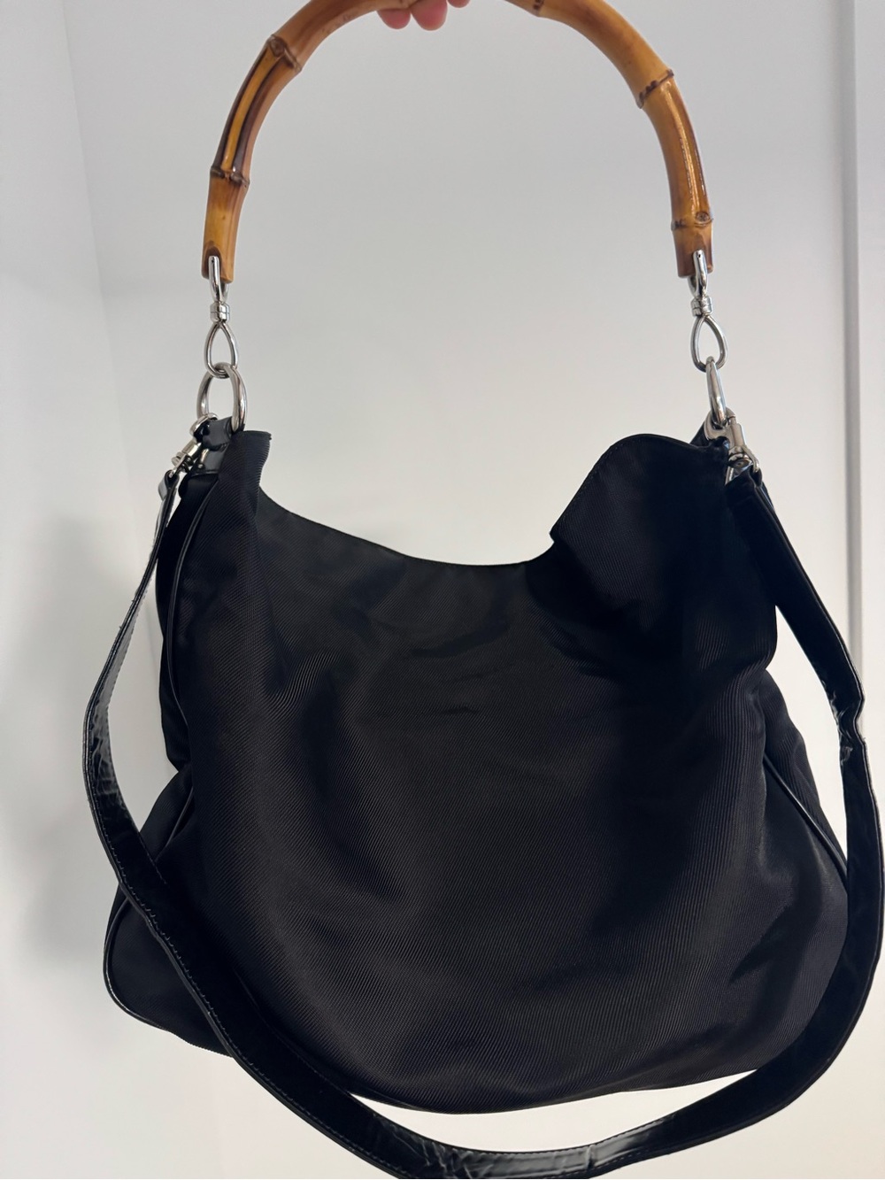 Authentic Vintage Gucci Nylon Bamboo Hobo Bag